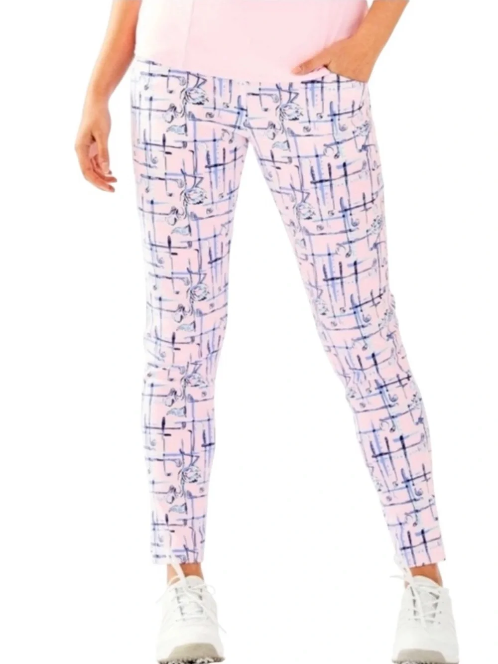 LILLY PULITZER Luxletic Corso Golf Pants Size 8 in Pink Tropical Tint - Picture 2 of 12